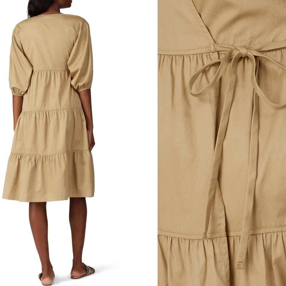 RARE DESIGNER 💎 Sweet Baby Jamie Taupe Wrap Midi Dress